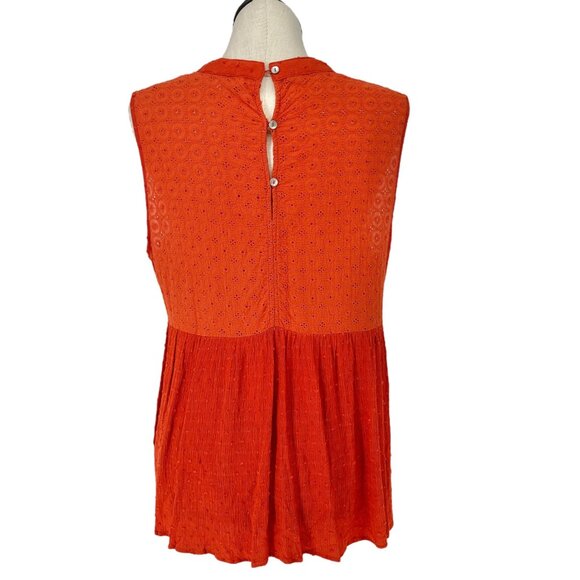 Weekend Suzanne Betro Tunic Top Womens 3X Sleeveless Orange Eyelet - Picture 3 of 7